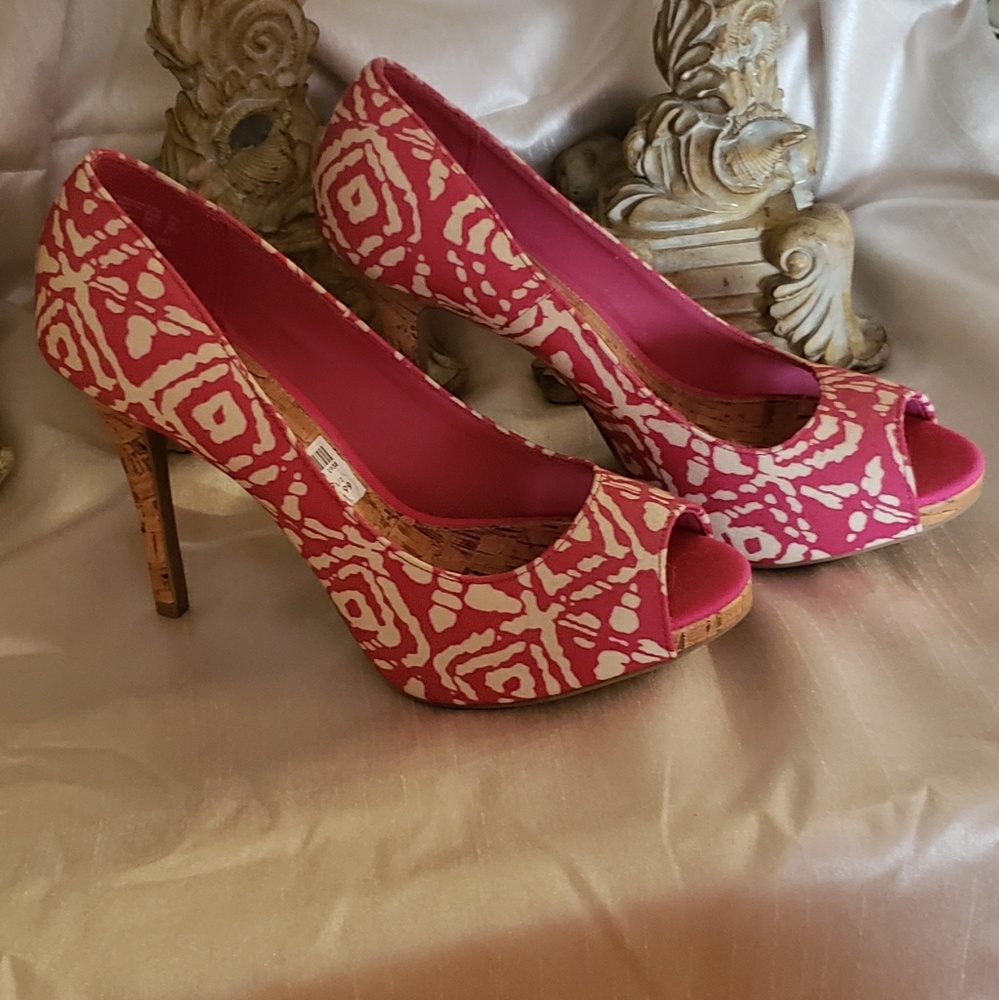 Hot pink corked heels